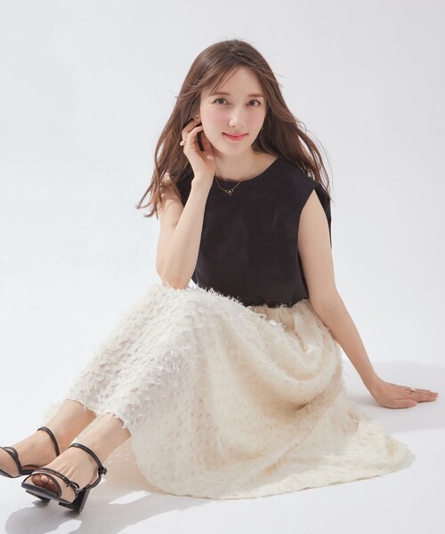 couture brooch(クチュールブローチ)の「◆【大人レディの華やかワンピ】カットジャカードドッキングワンピース(ワンピース・レディース・オフホワイト/ブラック・40/38/42/36)」の17枚目の写真