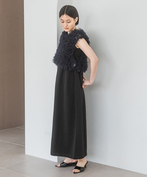 新品同様【定価1.3万】A part by チュールフリルベスト セージグリーン A part by（アパートバイ）の「チュールフリルベスト（ベスト