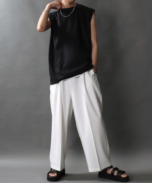 SITRY（シトリー）の「SITRY Punch the dough No Sleeve Shirt/別注 接触冷感 ポンチ ビッグシルエット ノースリーブシャツ（タンクトップ・メンズ・ブラック/チャコール/ホワイト・M/L）」の15枚目の写真