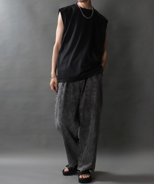 SITRY（シトリー）の「SITRY Punch the dough No Sleeve Shirt/別注 接触冷感 ポンチ ビッグシルエット ノースリーブシャツ（タンクトップ・メンズ・ブラック/チャコール/ホワイト・M/L）」の18枚目の写真