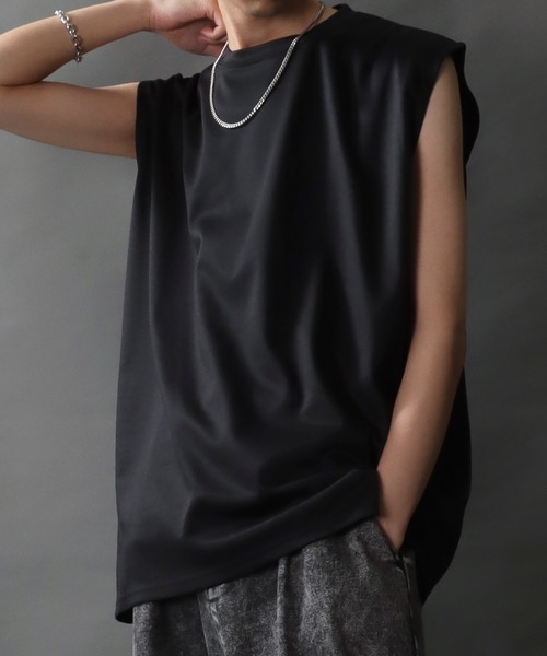 SITRY（シトリー）の「SITRY Punch the dough No Sleeve Shirt/別注 接触冷感 ポンチ ビッグシルエット ノースリーブシャツ（タンクトップ・メンズ・ブラック/チャコール/ホワイト・M/L）」の17枚目の写真