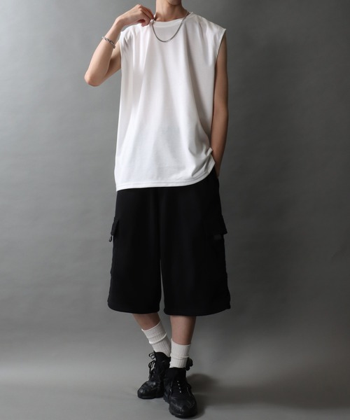SITRY（シトリー）の「SITRY Punch the dough No Sleeve Shirt/別注 接触冷感 ポンチ ビッグシルエット ノースリーブシャツ（タンクトップ・メンズ・ブラック/チャコール/ホワイト・M/L）」の6枚目の写真