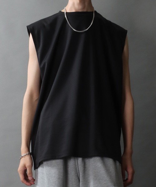 SITRY（シトリー）の「SITRY Punch the dough No Sleeve Shirt/別注 接触冷感 ポンチ ビッグシルエット ノースリーブシャツ（タンクトップ・メンズ・ブラック/チャコール/ホワイト・M/L）」の20枚目の写真
