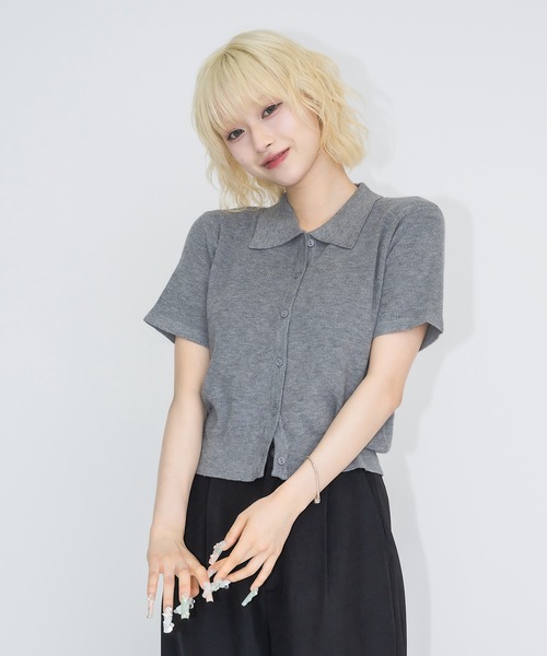 17HR（セブンティーンアワーズ）の「ハーフスリーブニットシャツ（ニット/セーター・レディース・モカ/グレー/グリーン・FREE）」の16枚目の写真