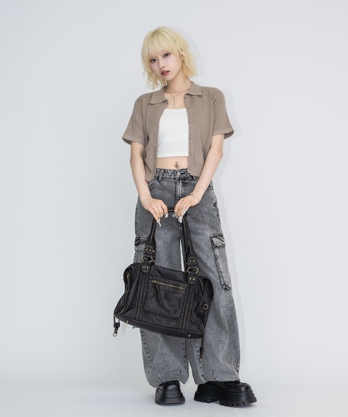 17HR（セブンティーンアワーズ）の「ハーフスリーブニットシャツ（ニット/セーター・レディース・モカ/グレー/グリーン・FREE）」の22枚目の写真