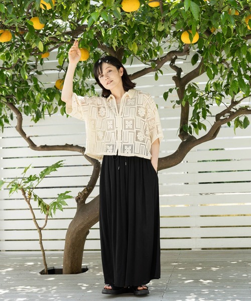 niko and...（ニコアンド）の「パターンレースZIPシャツ（シャツ/ブラウス・レディース・ブラック/アイボリー/ブルー・MEDIUM/LARGE）」の5枚目の写真