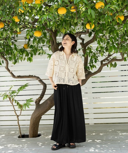 niko and...（ニコアンド）の「パターンレースZIPシャツ（シャツ/ブラウス・レディース・ブラック/アイボリー/ブルー・MEDIUM/LARGE）」の6枚目の写真