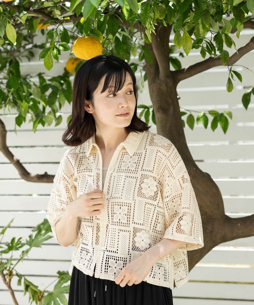 niko and（ニコアンド）の「パターンレースZIPシャツ（シャツ