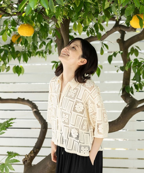 niko and...（ニコアンド）の「パターンレースZIPシャツ（シャツ/ブラウス・レディース・ブラック/アイボリー/ブルー・MEDIUM/LARGE）」の8枚目の写真