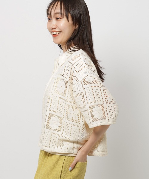 niko and...（ニコアンド）の「パターンレースZIPシャツ（シャツ/ブラウス・レディース・ブラック/アイボリー/ブルー・MEDIUM/LARGE）」の14枚目の写真