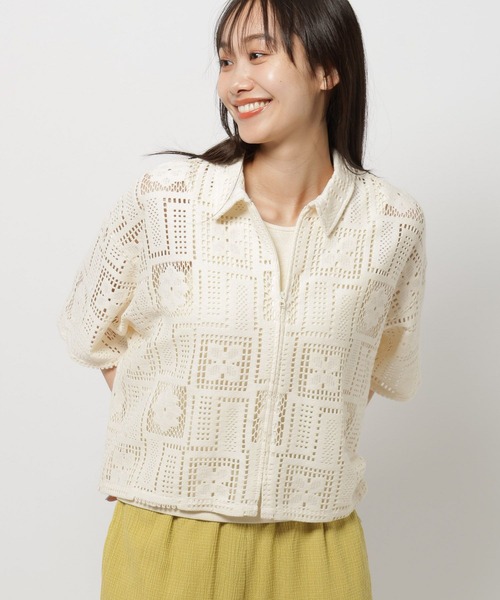 niko and...（ニコアンド）の「パターンレースZIPシャツ（シャツ/ブラウス・レディース・ブラック/アイボリー/ブルー・MEDIUM/LARGE）」の15枚目の写真