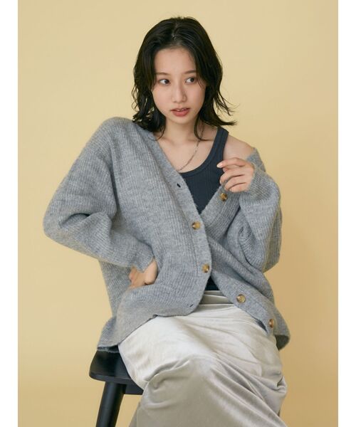 Ungrid（アングリッド）の「【WEB限定】カラールーズニットカーデ（カーディガン/ボレロ・レディース・グレー/イエロー/グリーン/ピンク/レッド/ブルー・FREE）」の8枚目の写真