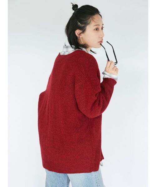 Ungrid（アングリッド）の「【WEB限定】カラールーズニットカーデ（カーディガン/ボレロ・レディース・グレー/イエロー/グリーン/ピンク/レッド/ブルー・FREE）」の11枚目の写真