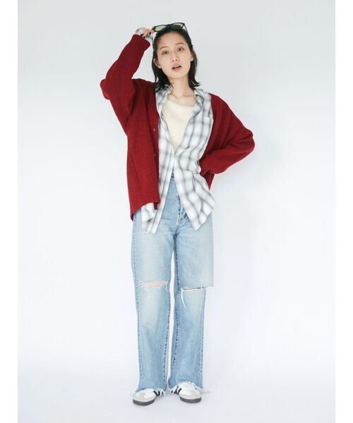 Ungrid（アングリッド）の「【WEB限定】カラールーズニットカーデ（カーディガン/ボレロ・レディース・グレー/イエロー/グリーン/ピンク/レッド/ブルー・FREE）」の12枚目の写真