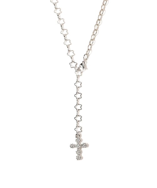 Ray BEAMS(レイビームス)の「フラワー クロス ラリエット ネックレス(ネックレス・レディース・シルバー/ゴールド・ONE SIZE)」の2枚目の写真