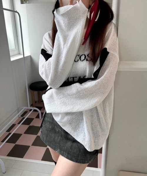 ipugo(イプゴ)の「ipugo/イプゴ ロゴサマー長袖ニット(Tシャツ/カットソー・レディース・ホワイト/ピンク・FREE)」の11枚目の写真