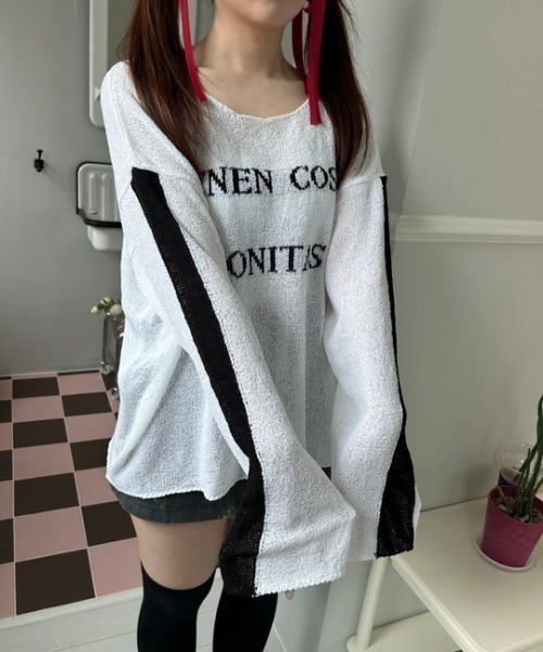 ipugo(イプゴ)の「ipugo/イプゴ ロゴサマー長袖ニット(Tシャツ/カットソー・レディース・ホワイト/ピンク・FREE)」の9枚目の写真
