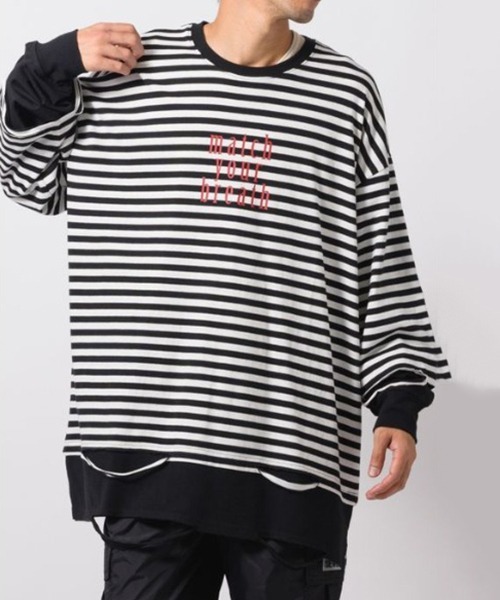 RE730 フェイクレイヤードグランジ加工ロングスリーブTシャツ（Tシャツ/カットソー）｜RE730（アールイーセブンサーティー）