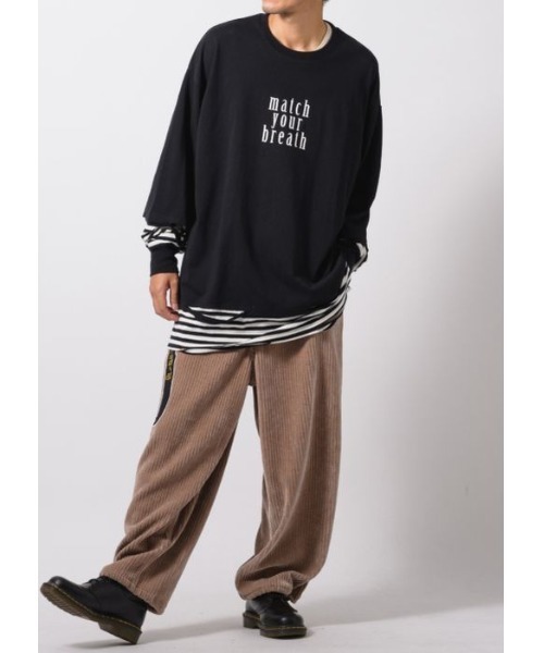 RE730(アールイーセブンサーティー)の「RE730 フェイクレイヤードグランジ加工ロングスリーブTシャツ(Tシャツ/カットソー・メンズ・ブラック×ホワイト・MEDIUM/LARGE/X-LARGE)」の6枚目の写真