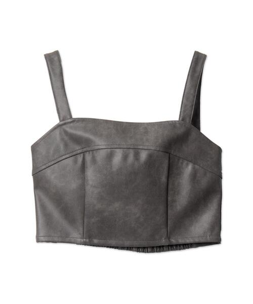 WEGO（ウィゴー）の「WEGO/フェイクレザービスチェ（キャミソール・レディース・グレー/ブラック・FREE）」の5枚目の写真