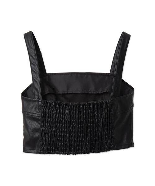 WEGO（ウィゴー）の「WEGO/フェイクレザービスチェ（キャミソール・レディース・グレー/ブラック・FREE）」の3枚目の写真