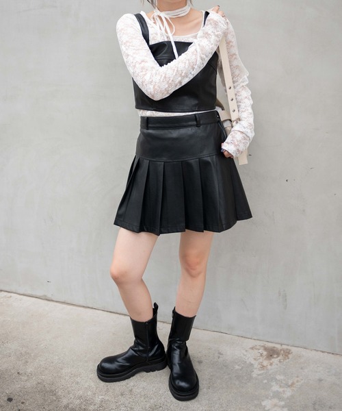 WEGO（ウィゴー）の「WEGO/フェイクレザービスチェ（キャミソール・レディース・グレー/ブラック・FREE）」の11枚目の写真