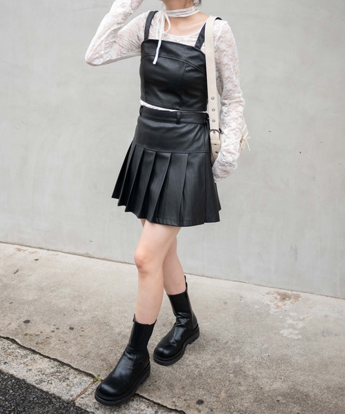 WEGO（ウィゴー）の「WEGO/フェイクレザービスチェ（キャミソール・レディース・グレー/ブラック・FREE）」の6枚目の写真