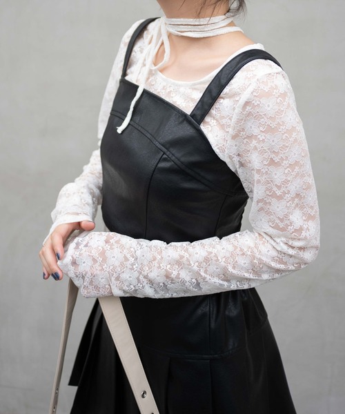 WEGO（ウィゴー）の「WEGO/フェイクレザービスチェ（キャミソール・レディース・グレー/ブラック・FREE）」の9枚目の写真