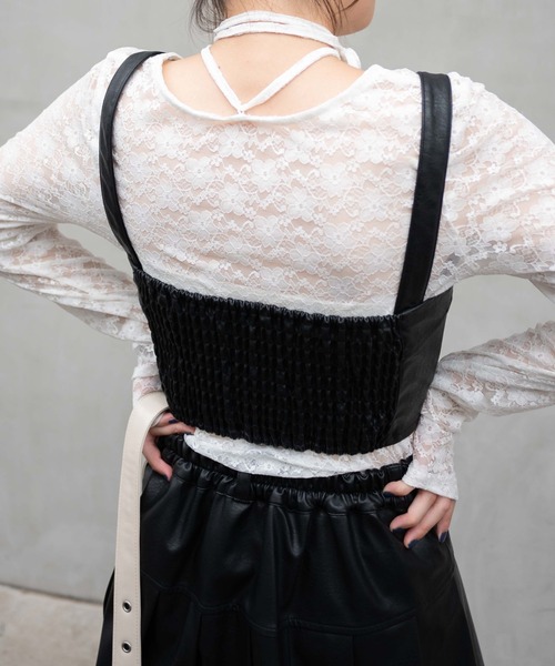 WEGO（ウィゴー）の「WEGO/フェイクレザービスチェ（キャミソール・レディース・グレー/ブラック・FREE）」の10枚目の写真