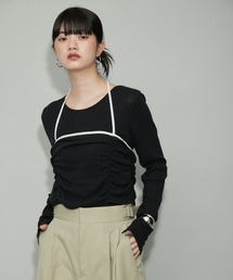 【WEB限定・洗える】シャーリングキャミレイヤードカットソートップス