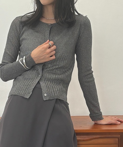 シビラ　ボレロ　カーディガン　リブ　ニット　グレー 楽天市場】kirakiraShop 【SHOPLIST限定】横リブボレロニット