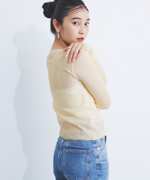 CE'E_SE'E（シーシー）の「[追加]シアーメタリックリブニットカーディガン（カーディガン/ボレロ・レディース・オフホワイト/ピンク/グレー/ブラック/ブルー系その他・FREE）」の14枚目の写真