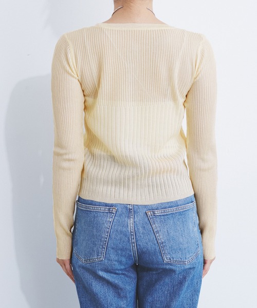 CE'E_SE'E（シーシー）の「[追加]シアーメタリックリブニットカーディガン（カーディガン/ボレロ・レディース・オフホワイト/ピンク/グレー/ブラック/ブルー系その他・FREE）」の9枚目の写真