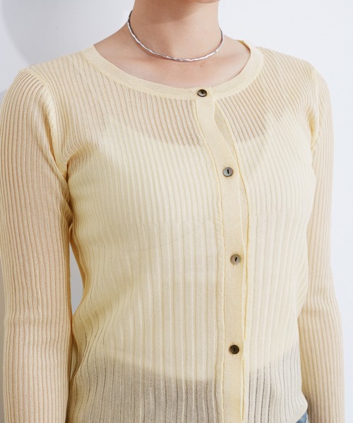 CE'E_SE'E（シーシー）の「[追加]シアーメタリックリブニットカーディガン（カーディガン/ボレロ・レディース・オフホワイト/ピンク/グレー/ブラック/ブルー系その他・FREE）」の10枚目の写真