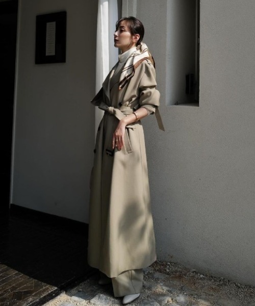 anuans ウールギャバジン　トレンチコート　ベージュ アニュアンス anuans ウールギャバジントレンチコート （BEIGE