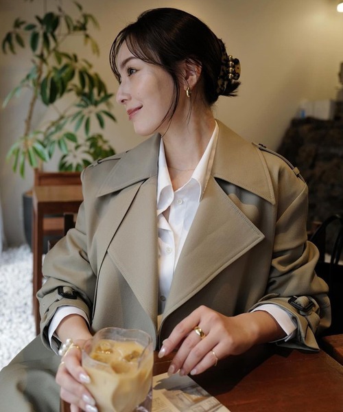 ▽新品タグ付き　anuans ウールギャバジントレンチコート アニュアンス anuans ウールギャバジントレンチコート （BEIGE