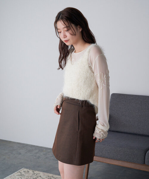 Kastane（カスタネ）の「シャギーニットベスト（Tシャツ/カットソー・レディース・アイボリー/ブラウン/ピンク・FREE）」の13枚目の写真