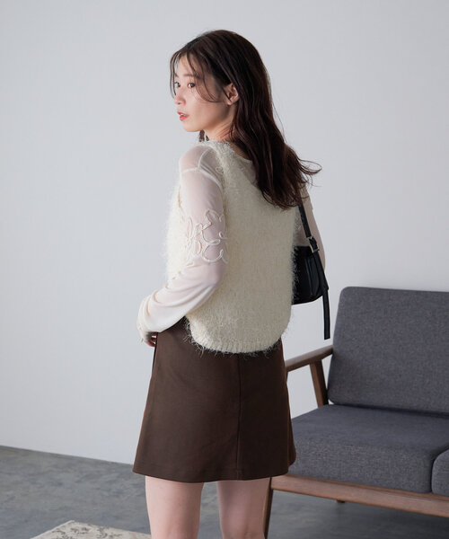 Kastane（カスタネ）の「シャギーニットベスト（Tシャツ/カットソー・レディース・アイボリー/ブラウン/ピンク・FREE）」の14枚目の写真