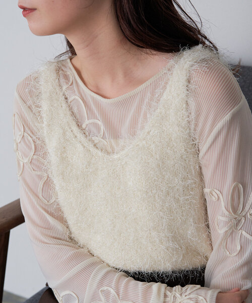 Kastane（カスタネ）の「シャギーニットベスト（Tシャツ/カットソー・レディース・アイボリー/ブラウン/ピンク・FREE）」の17枚目の写真