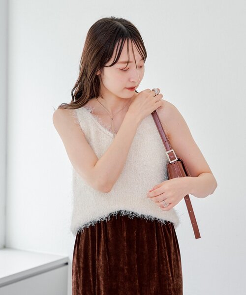 Kastane（カスタネ）の「シャギーニットベスト（Tシャツ/カットソー・レディース・アイボリー/ブラウン/ピンク・FREE）」の19枚目の写真