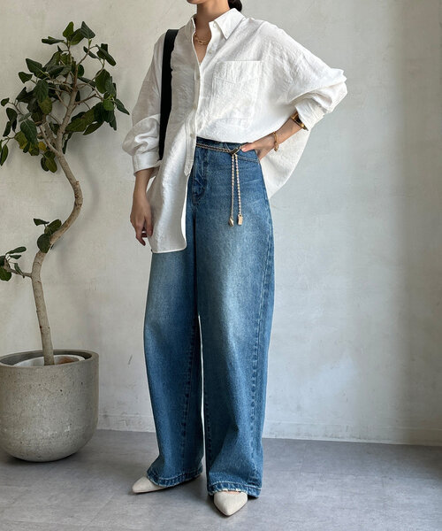 DouDou（ドゥドゥ）の「刺繍テンセルシャツ（シャツ/ブラウス・レディース・オフホワイト/ネイビー・FREE）」の20枚目の写真