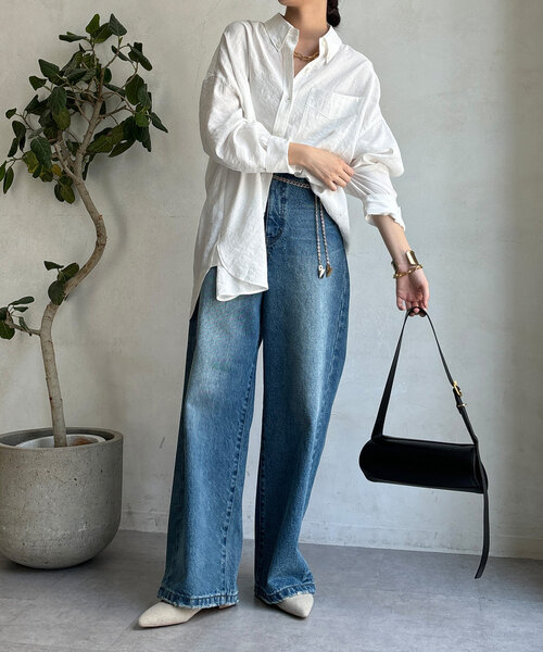 DouDou（ドゥドゥ）の「刺繍テンセルシャツ（シャツ/ブラウス・レディース・オフホワイト/ネイビー・FREE）」の17枚目の写真