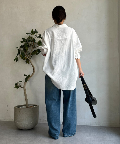 DouDou（ドゥドゥ）の「刺繍テンセルシャツ（シャツ/ブラウス・レディース・オフホワイト/ネイビー・FREE）」の16枚目の写真