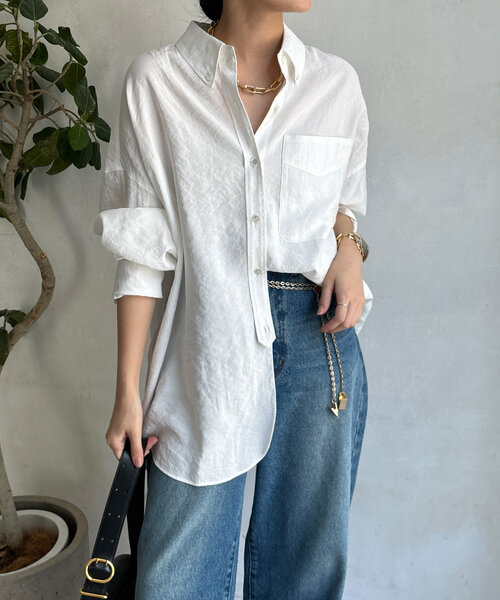 DouDou（ドゥドゥ）の「刺繍テンセルシャツ（シャツ/ブラウス・レディース・オフホワイト/ネイビー・FREE）」の15枚目の写真