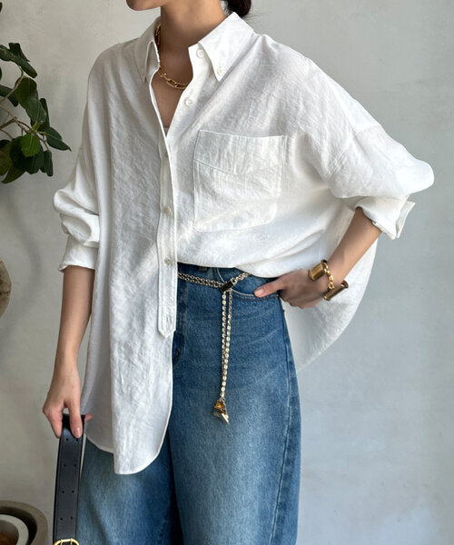 DouDou（ドゥドゥ）の「刺繍テンセルシャツ（シャツ/ブラウス・レディース・オフホワイト/ネイビー・FREE）」の14枚目の写真