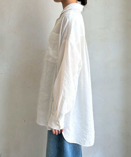 DouDou（ドゥドゥ）の「刺繍テンセルシャツ（シャツ/ブラウス・レディース・オフホワイト/ネイビー・FREE）」の9枚目の写真