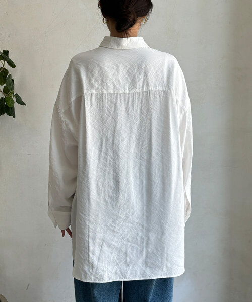 DouDou（ドゥドゥ）の「刺繍テンセルシャツ（シャツ/ブラウス・レディース・オフホワイト/ネイビー・FREE）」の8枚目の写真