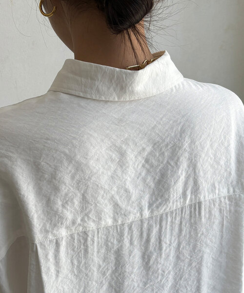 DouDou（ドゥドゥ）の「刺繍テンセルシャツ（シャツ/ブラウス・レディース・オフホワイト/ネイビー・FREE）」の6枚目の写真