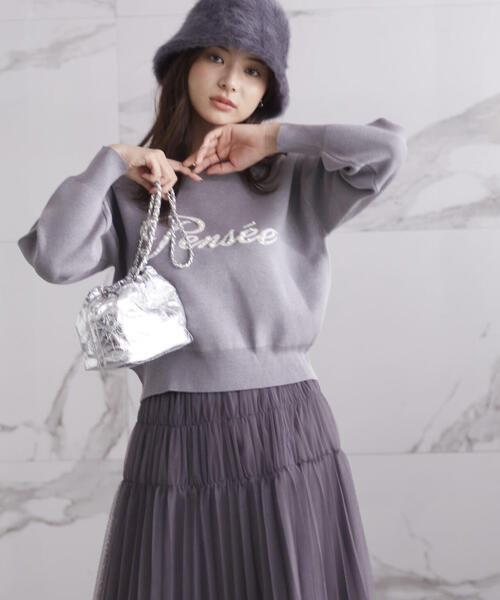 PROPORTION BODY DRESSING（プロポーションボディドレッシング）の「パールロゴニット / 1214270918（ニット/セーター・レディース・ダークグレー/ブラウン/ピンク/ブラック・FREE）」の3枚目の写真