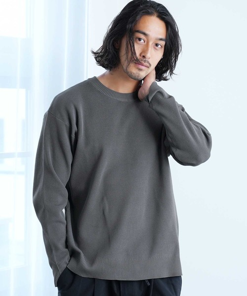 jiggys shop（ジギーズショップ）の「パフカルウォッシャブル畦ニットセーター（ニット/セーター・メンズ・ブルー系その他/ホワイト/ブラック/グレー系その他/チャコールグレー・SMALL/MEDIUM/LARGE/X-LARGE）」の9枚目の写真